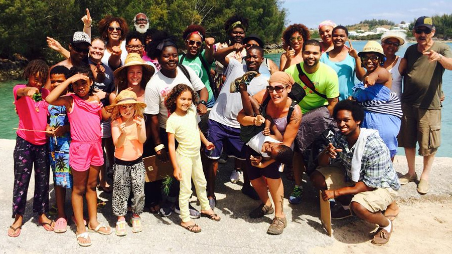 A diverse group of Retreat participants gathered outdoors